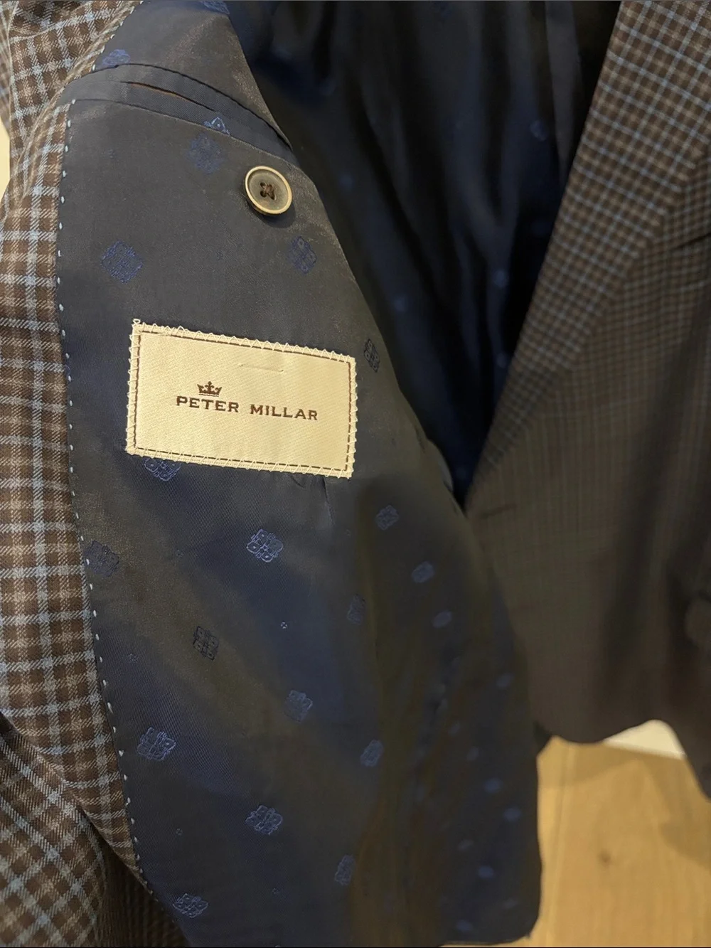 Peter Millar Navy, Gray, Brown Checked Sport Coat